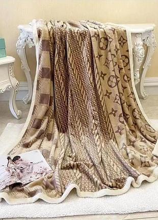 Плед на овчині полуторний koloco 150 х 200 см (39923) коричневий "louis vuitton"