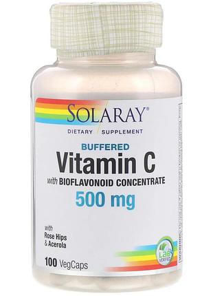Solaray, забуференный витамин с с биофлавоноидным концентратом, 500 мг, 100 капсул с оболочкой из ингредиентов