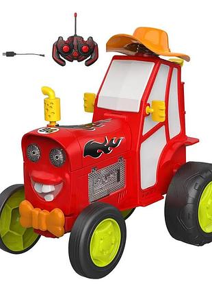 Веселая радиоуправляемая детская игрушка танцующий крейзи трактор crazy jumping car на пульте красный 2101-a
