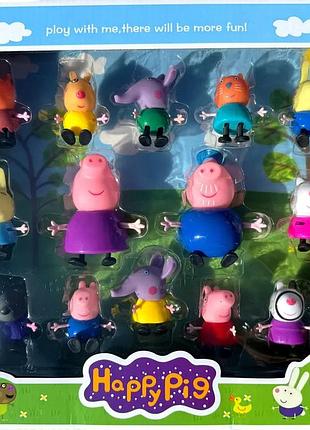 Игровой набор свинка пеппа большой 14 героев happy family 6340