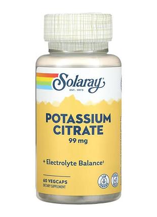 Solaray, цитрат калію, 99 мг, 60 капсул vegcap