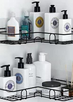 Полка для ванной угловая modern home 26.5 х 26.5 х 6 см (td01323) черный