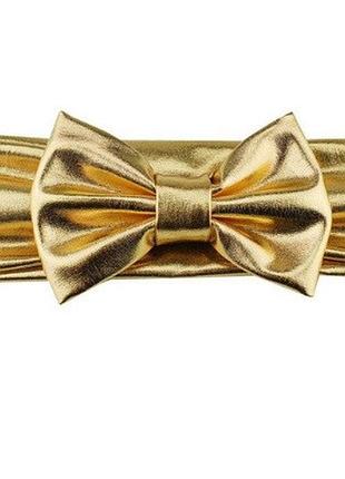 Повязка на голову детская с бантом one size золотистый