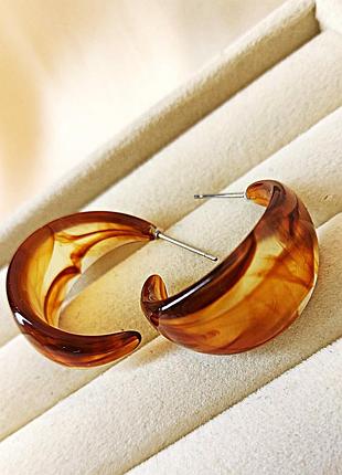 Сережки женские акриловые кольца