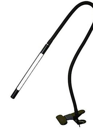 Гнучка настільна led лампа, металева, 3 коьори світіння, з регуюванням яскравості, з кліпсою, 4,5 вт, чорна матова