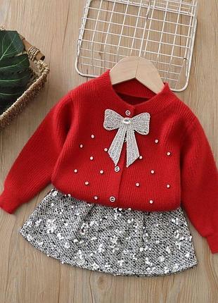 Костюмчик 111,113, р.100,110,120,130, красный/серебристый