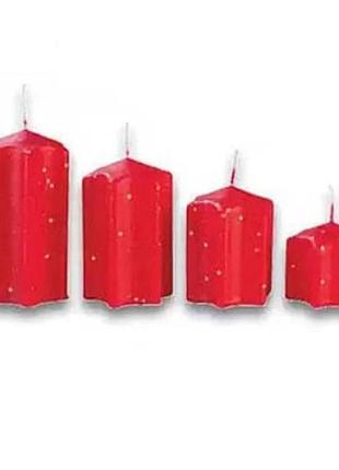 Набор парафиновых свечей livarno home с блестками и звездочками, 4 шт, красные
