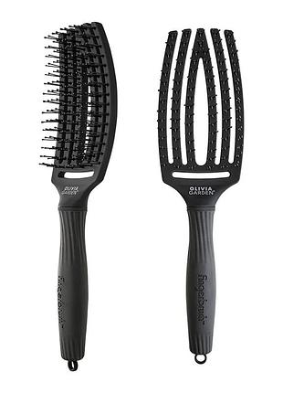 Щетка olivia garden для волос комбинированная fingerbrush care iconic boar&nylon full black "m"