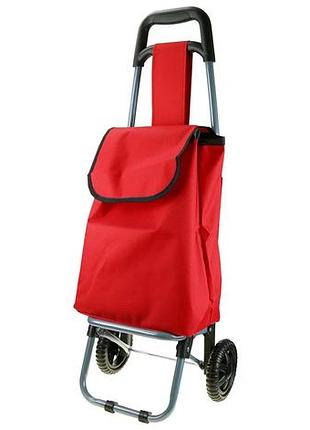 Складная сумка большая тележка для покупок на колесах skk-02 50х30х18см красный