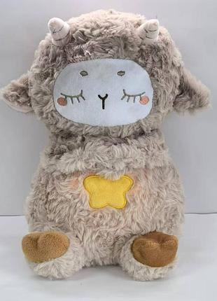 Дихаюча м'яка іграшка-нічник баранчик зірковий, подарунок для дитини 4 в 1: нічник, іграшка, музика та світло