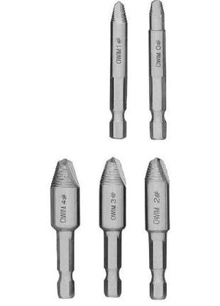 Набор экстракторов для винтов parkside hss, 5 шт, шестигранный хвостовик 6,35 мм