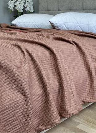 Простынь-покрывало пике 240х220см тм комфорт текстиль косичка молочный шоколад