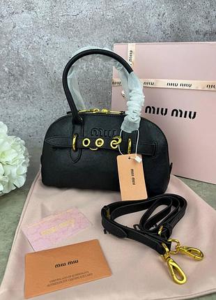 Сумка miu miu black, черная, кожаная женская сумочка / сумки женские миу миу