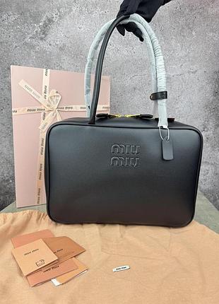 Сумка miu miu a4 black, черная, кожаная женская сумочка / сумки женские миу миу
