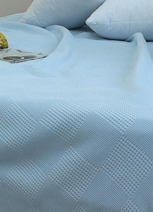Простирадло-покривало піке 160х235см тм tag клітинка блакитне
