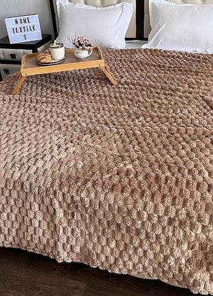 Плед евро koloco "3d узор" 200 х 230 см (39563) светло-коричневый