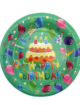 Бумажные тарелки диам. 18см тортик (уп. 10шт)