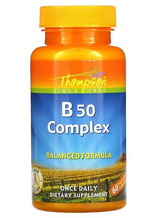Thompson, b50 complex, комплекс витаминов группы в, 60 вегетарианских капсул