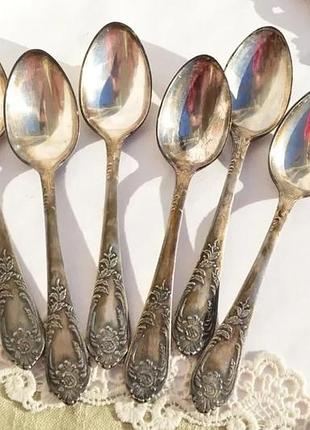 Винтажный набор десертных ложек! ложки. мельхиор. мнц.