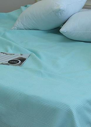 Простынь-покрывало пике 200х235см тм tag клетка мята