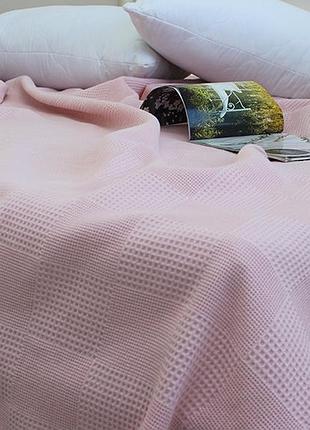 Простирадло-покривало піке 160х235см тм tag клітинка пудра