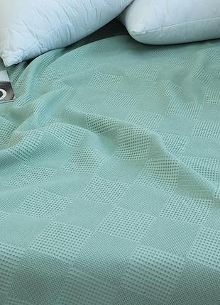 Простирадло-покривало піке 200х235см тм tag клітинка бірюза