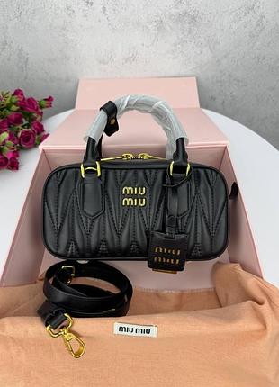 Miu miu женская кожаная сумка кожаная, черная, сумки миу миу