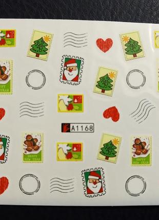 Наклейки слайдеры для дизайна ногтей маникюра педикюра новогодние