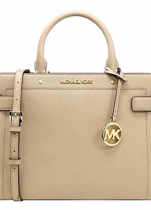 Бежевая кожаная сафьяновая сумка портфель michael kors rayne medium средняя майкл корс оригинал