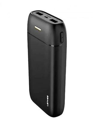 Портативная универсальная батарея lenyes px267 black 20000mah 2a 5w usb,type-c,microusb
