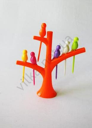 Стійка пластмасова дерево для канапе з пташками forkopt