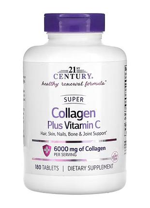 Super collagen + c 21st century, super collagen, коллаген с витамином c, 180 таблеток