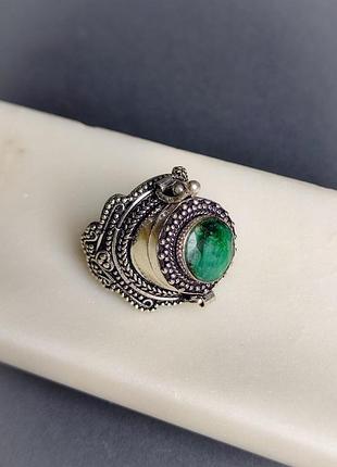 Кільце індійський смарагд коло. кільце з секретом. перстень. каблучка. розмір 17,7 р.індія.