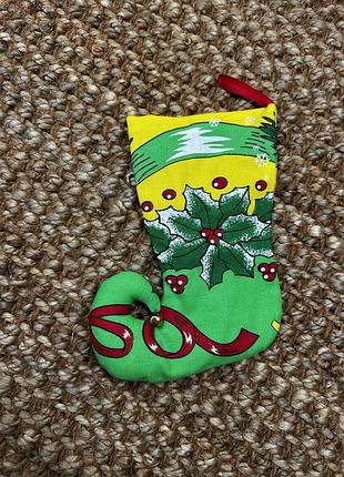 Новорічна декоративна шкарпетка черевик хендмейд