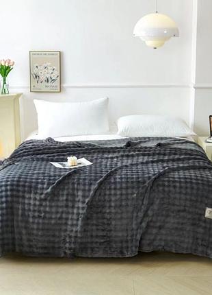 Плед евро koloco "кролик" 220 х 240 см (39570) графитовый