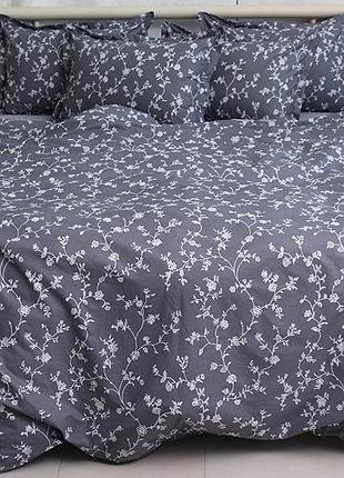 Двуспальный комплект постельного белья 100% хлопок (пр-во турция) на молниях с компаньоном pt-r34