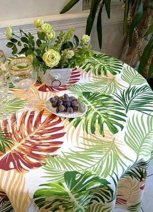 Скатертина 110*160   з листями з водовідштовхувальною пропиткою, водовідштовхувальна скатертина