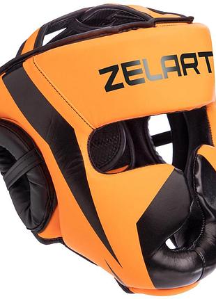 Шолом боксерський із повним захистом s, l жовтогарячий, m