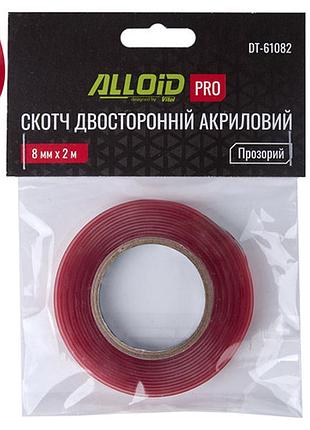 Alloid pro. скотч двухсторонний 8мм х 2м, прозрачный 1мм, (пакет)