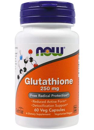 Глутатион, glutathione, now foods, 250 мг, 60 вегетарианских капсул