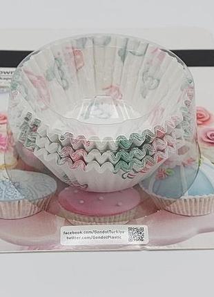 Бумажные формы для кексов и маффинов одноразовые бумажные формочки для кексов d 8 h 3 cm (60 шт) forkopt