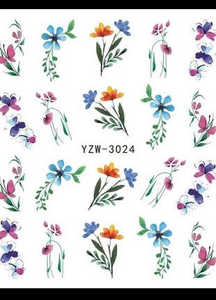 Наклейки для ногтей "цветочки" yzw-3024