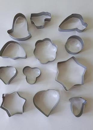 Форма для выпечки печенья каттер вырубка металлическая ассорти в наборе 12 штук forkopt