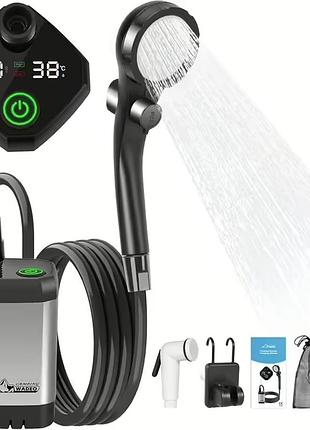 Кемпинговый душ с насосом и дисплеем температуры - походный портативный душ