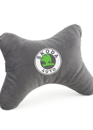Дорожная подушка под голову skoda серый