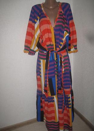 Длинное хлопковое платье с оборкой некст размер 22