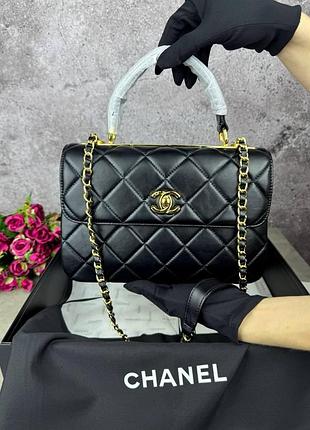 Класическая женская сумка chanel black черная, сумочка через плечо шанель