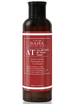 Тонер для обличчя з азелаїновою кислотою cos de baha at facial toner, 200 мл