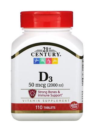 21st century, витамин d3, 50 мкг (2000 ме), 110 таблеток