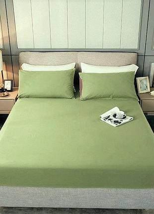 Набор простынь на резинке 90х200х20см +наволочка 50х70 1шт бязь тм ярослав №5 оливковый